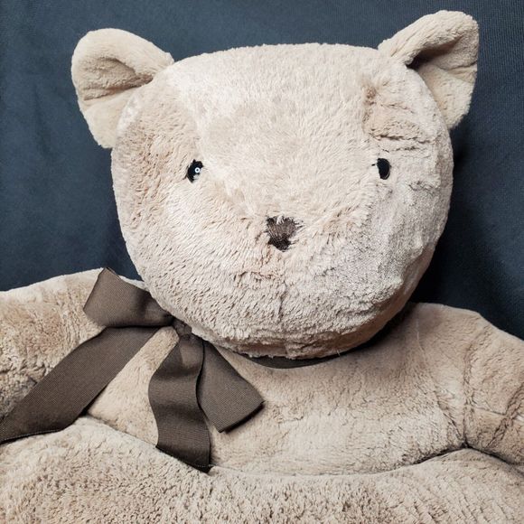 Pottery Barn Kids Bear Plush CRITTER CHAIR Brown Bow Photo Shoot Storytime 24x24 - Picture 5 of 15